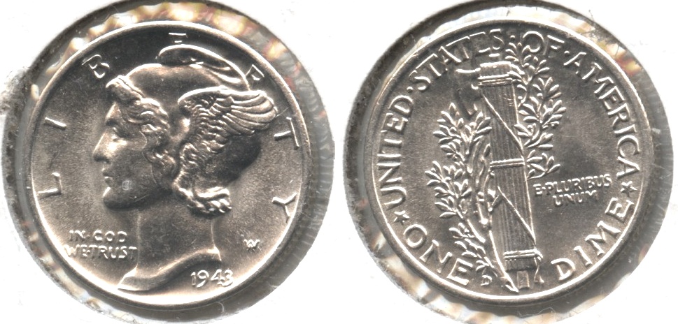 1943-D Mercury Dime MS-60 #g