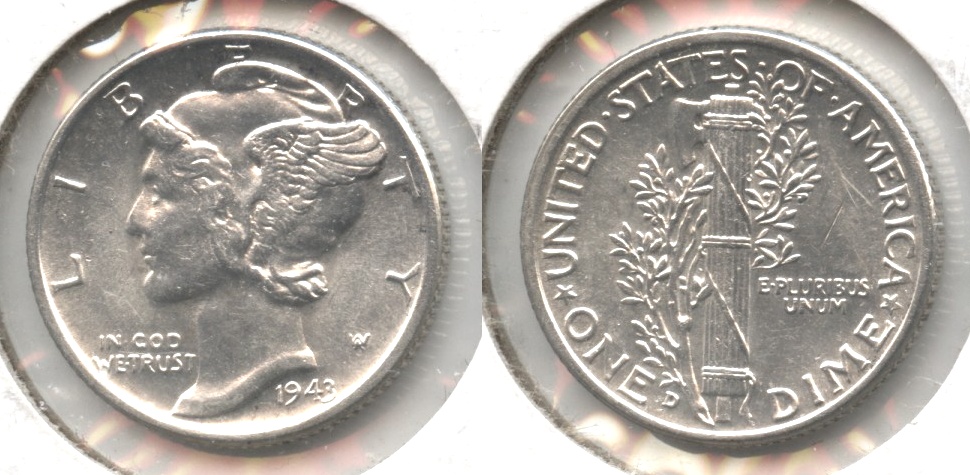 1943-D Mercury Dime MS-60 #h