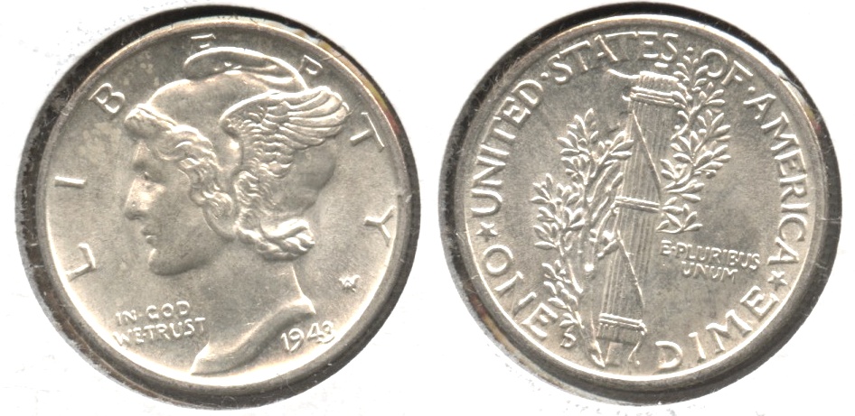 1943-D Mercury Dime MS-60 #i