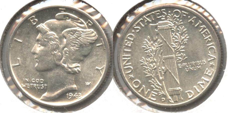 1943-D Mercury Dime MS-60 #k