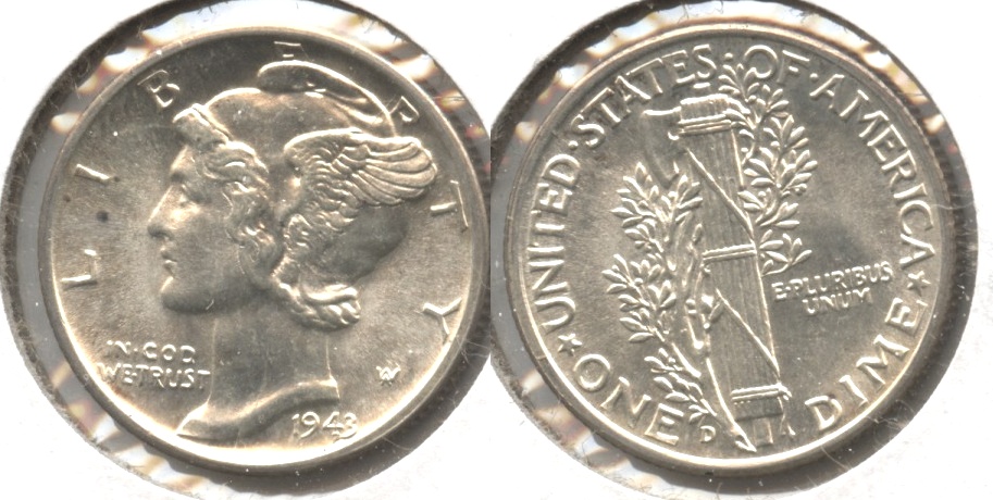 1943-D Mercury Dime MS-60 #l