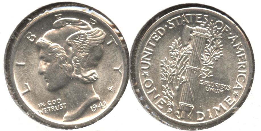 1943-D Mercury Dime MS-60 #r