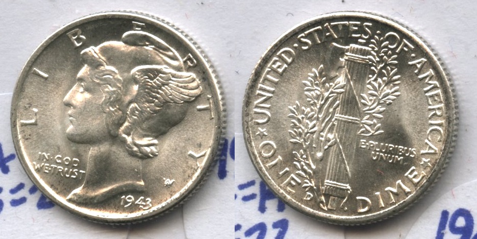 1943-D Mercury Dime MS-64 #e