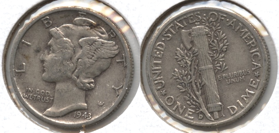 1943-D Mercury Dime VF-20 #a