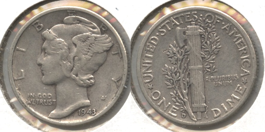 1943-D Mercury Dime VF-20 #b