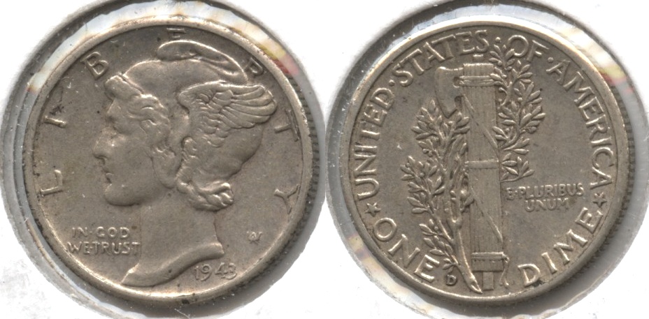 1943-D Mercury Dime VF-20 #f