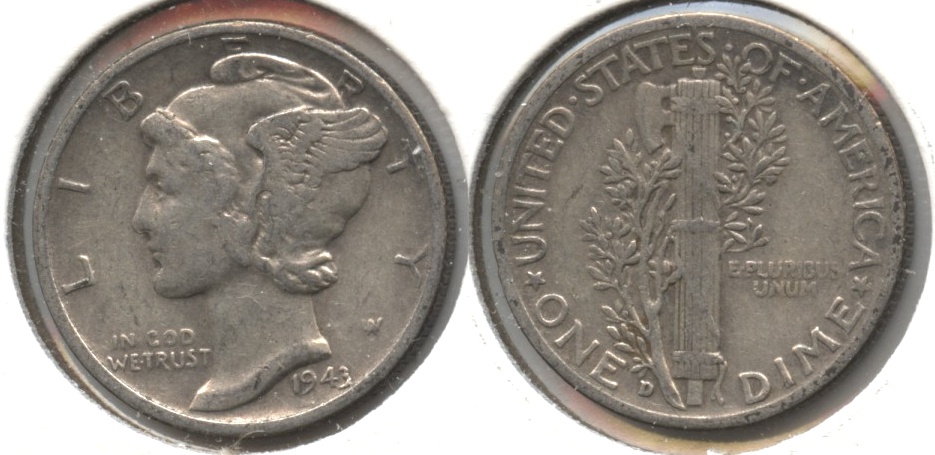 1943-D Mercury Dime VF-20 #g