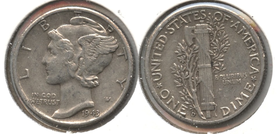 1943-D Mercury Dime VF-30 #a