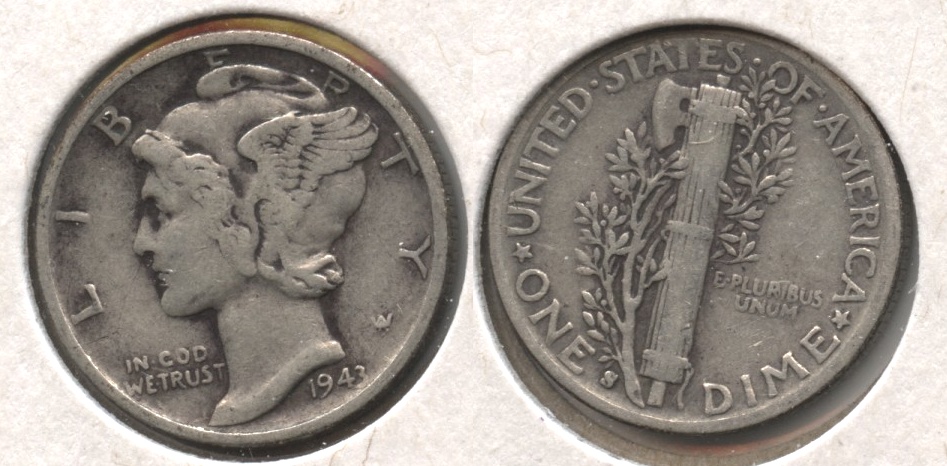 1943-S Mercury Dime Fine-12 #v
