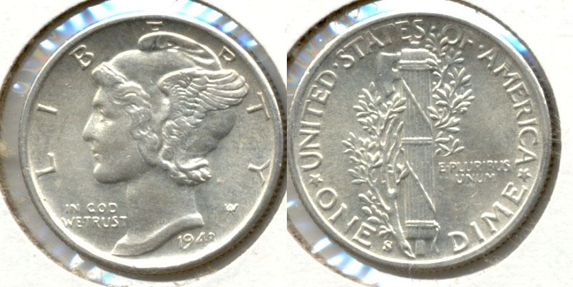1943-S Mercury Dime MS-60 b