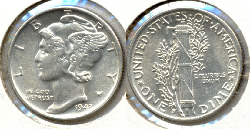 1943-S Mercury Dime MS-60 f