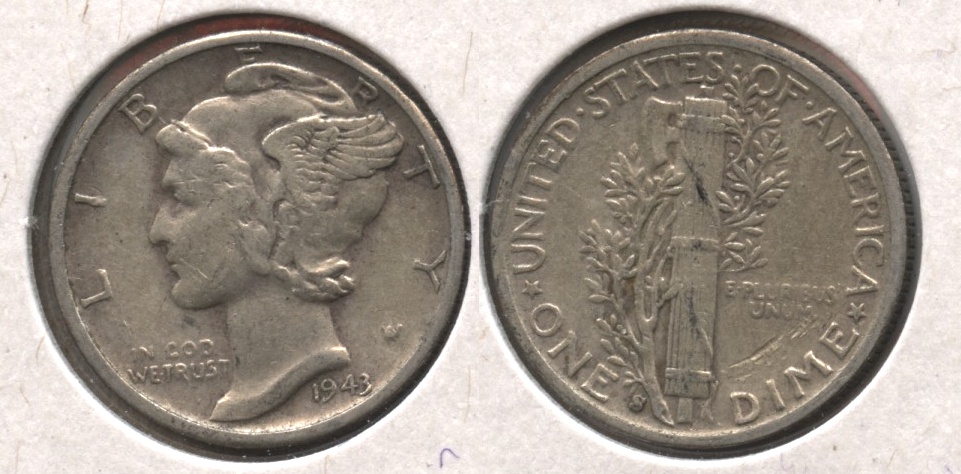 1943-S Mercury Dime VF-20 #b