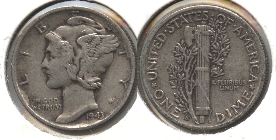 1943-S Mercury Dime VF-20 #f