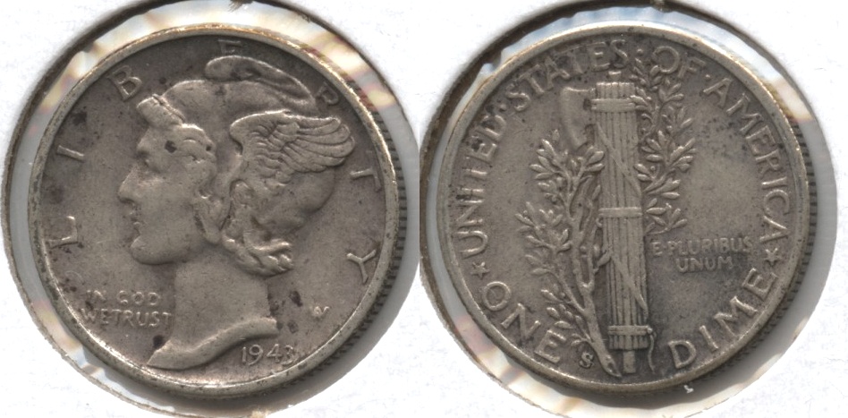 1943-S Mercury Dime VF-20 #k