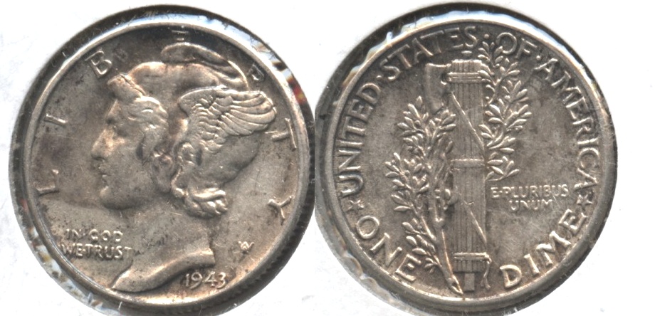 1943 Mercury Dime AU-50 #j
