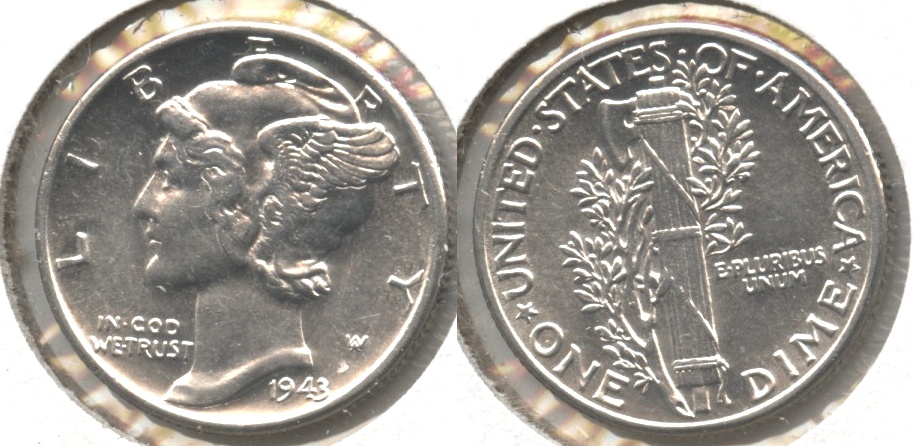 1943 Mercury Dime AU-55