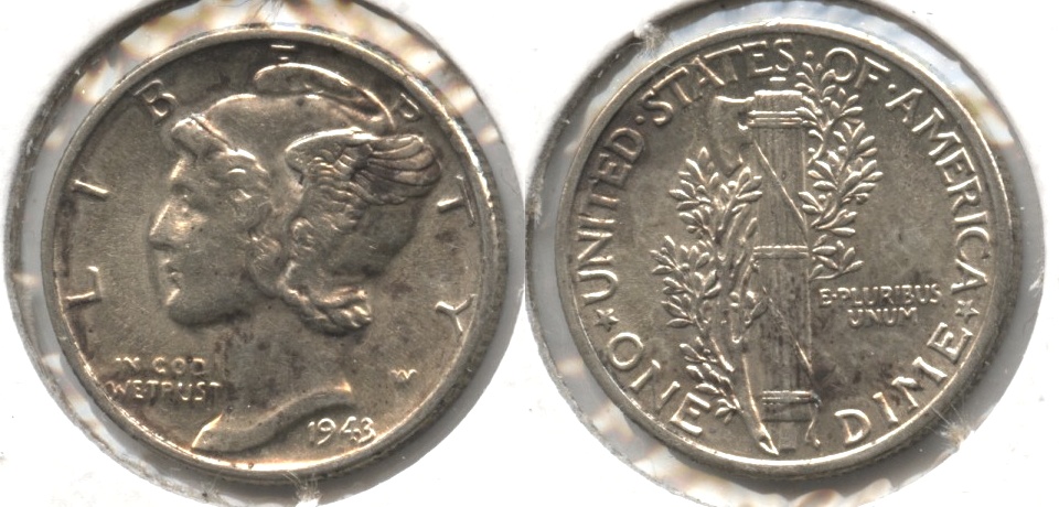 1943 Mercury Dime AU-55 #b