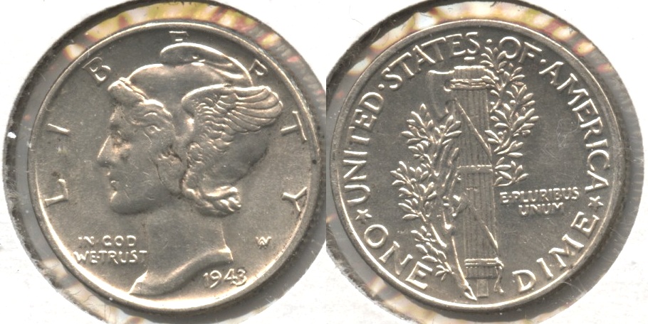 1943 Mercury Dime AU-55 #d