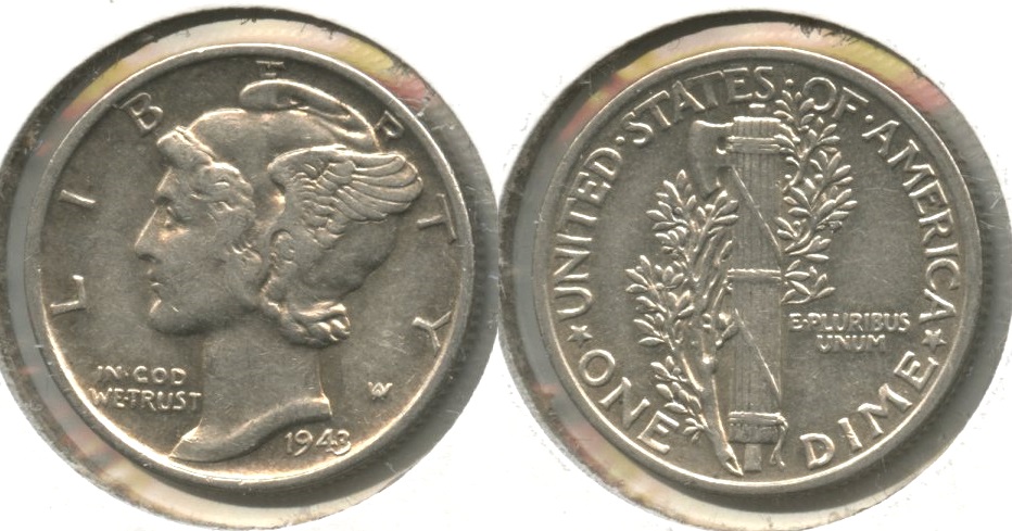 1943 Mercury Dime EF-40 #ae