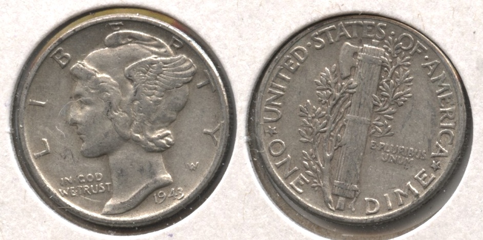 1943 Mercury Dime EF-40 #d