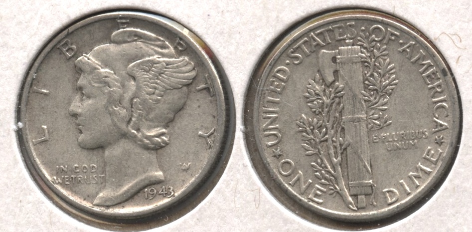 1943 Mercury Dime EF-40 #g