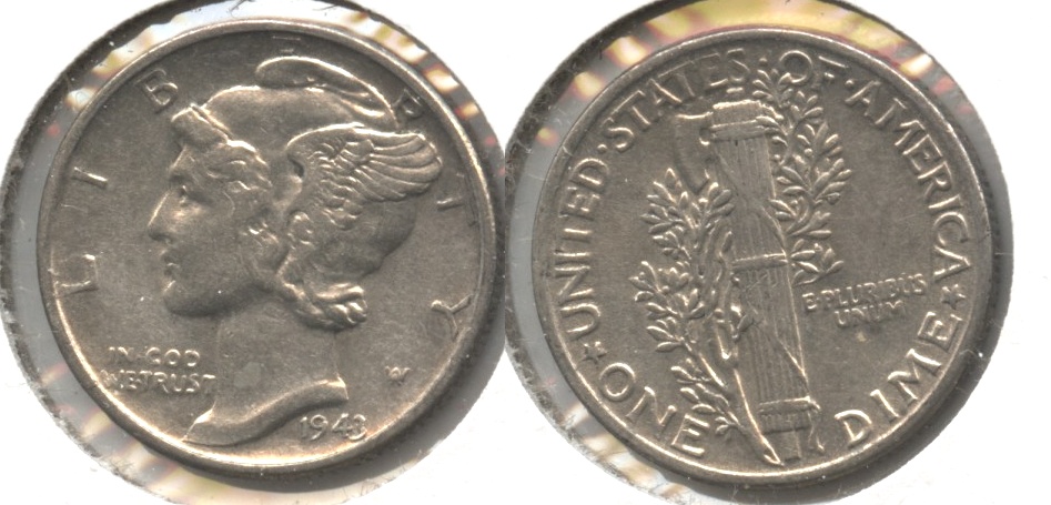 1943 Mercury Dime EF-40 #m