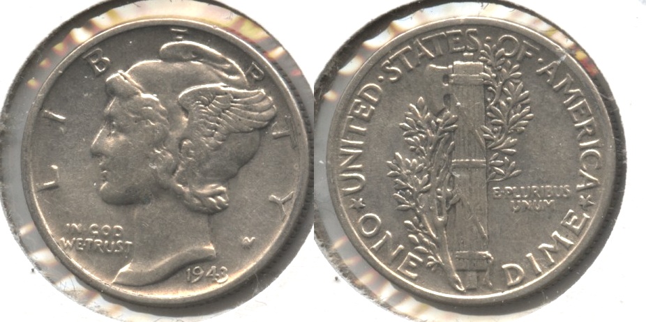 1943 Mercury Dime EF-40 #o
