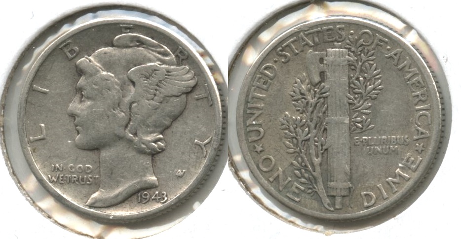 1943 Mercury Dime Fine-12