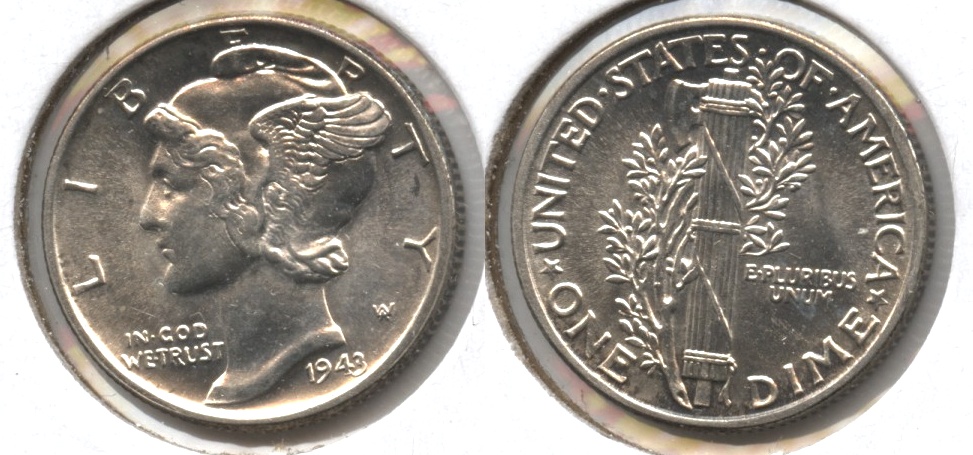 1943 Mercury Dime MS-60 #a