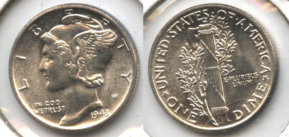 1943 Mercury Dime MS-60 #c