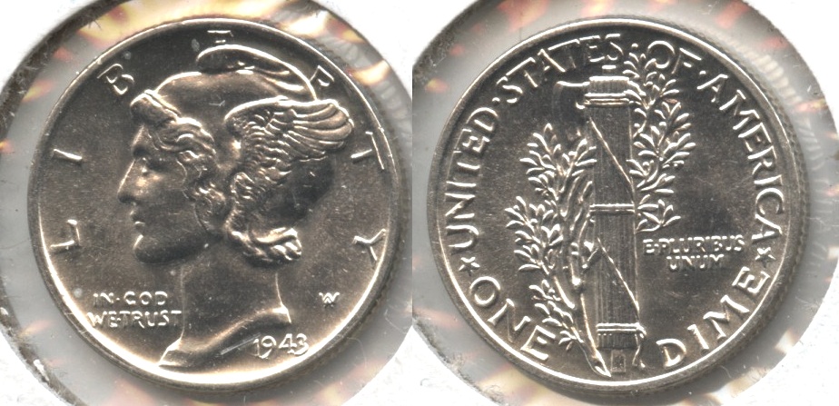 1943 Mercury Dime MS-60 #j