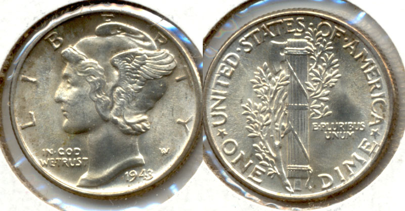 1943 Mercury Dime MS-63 d