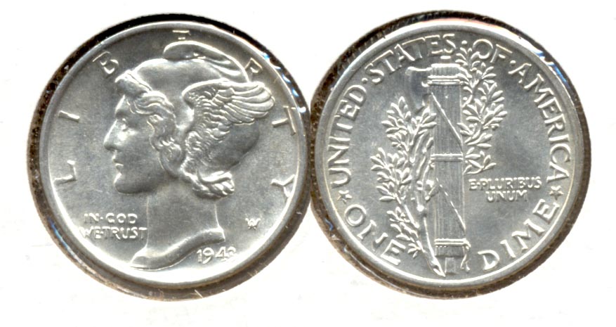1943 Mercury Dime MS-63 e