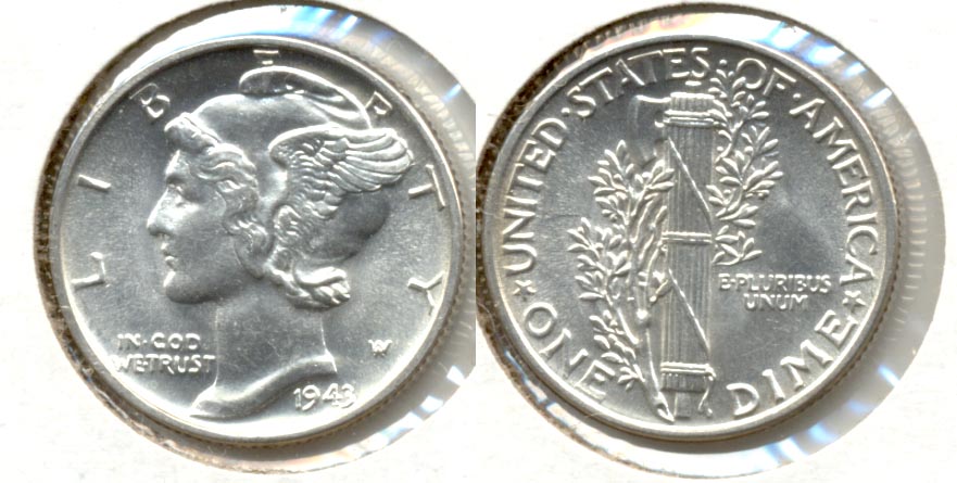 1943 Mercury Dime MS-63 h