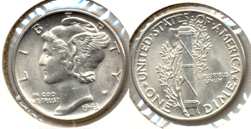 1943 Mercury Dime MS-64 b