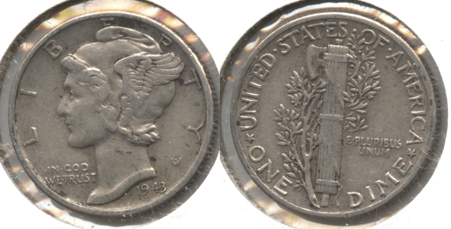1943 Mercury Dime VF-20 #f