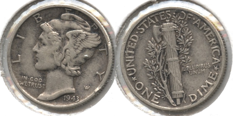 1943 Mercury Dime VF-20 #q