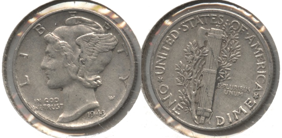 1943 Mercury Dime VF-20 #r