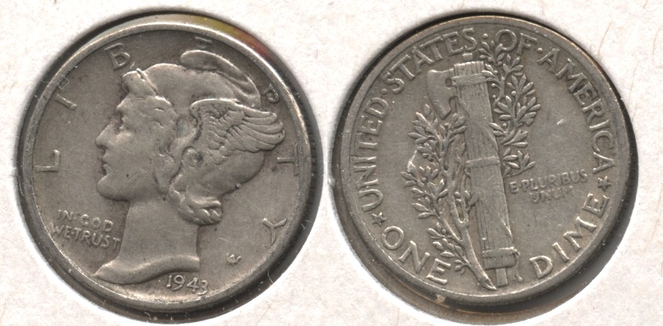 1943 Mercury Dime VF-20 #v