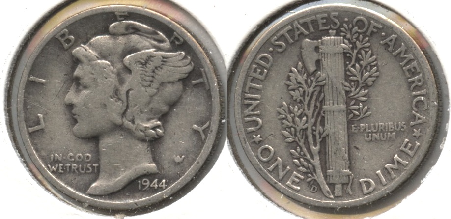 1944-D Mercury Dime Fine-15