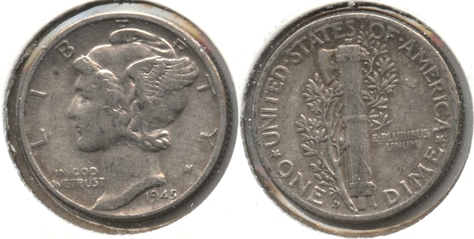 1945-D Mercury Dime Fine-15