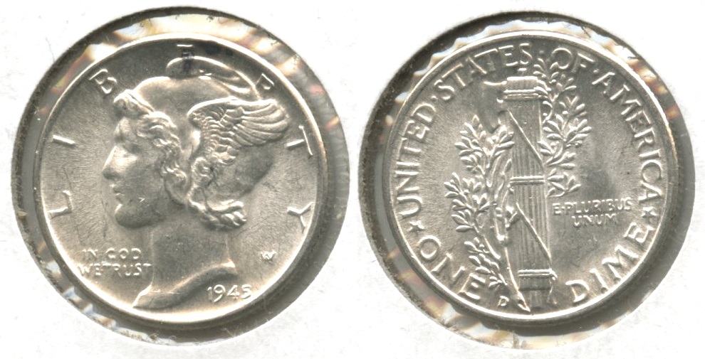 1945-D Mercury Dime MS-60 #p