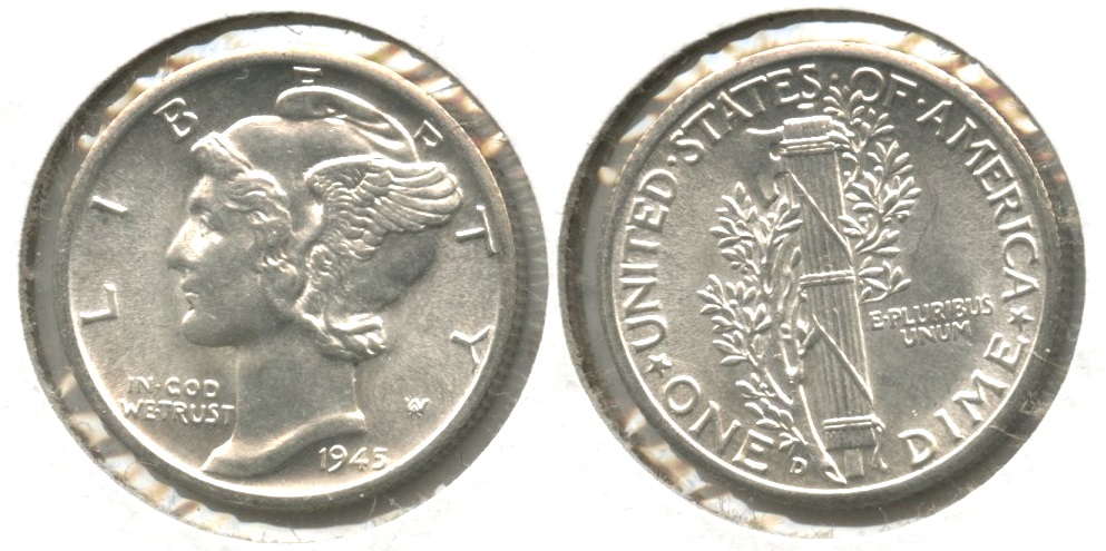 1945-D Mercury Dime MS-60 #q