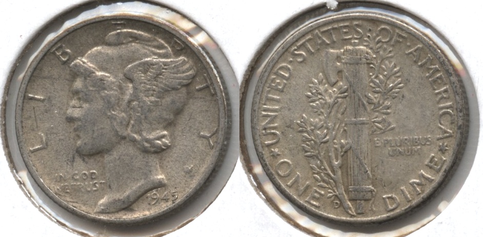 1945-D Mercury Dime VF-20