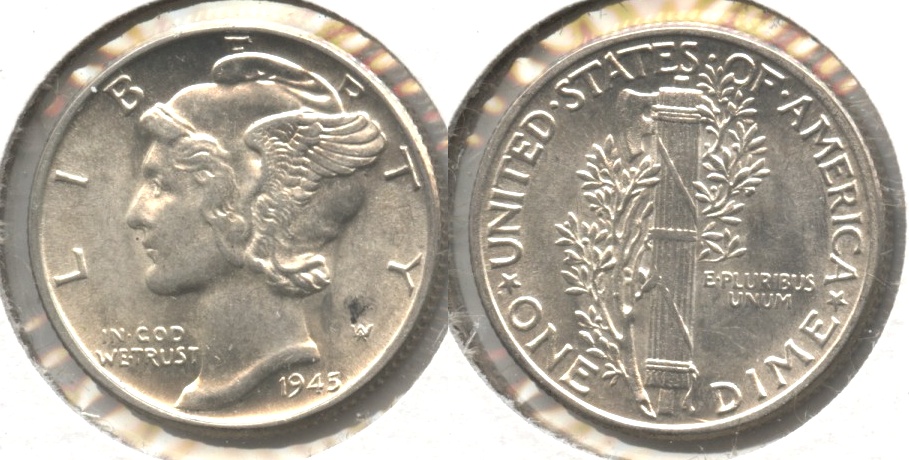 1945 Mercury Dime AU-55