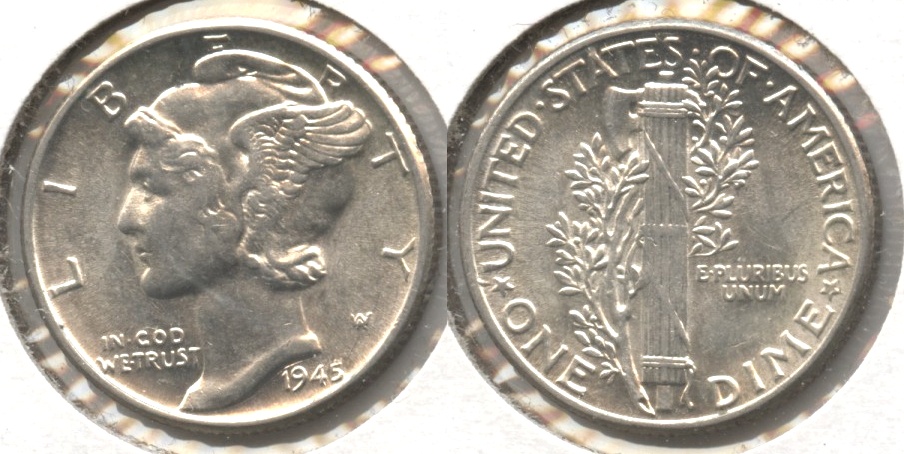1945 Mercury Dime AU-55 #e