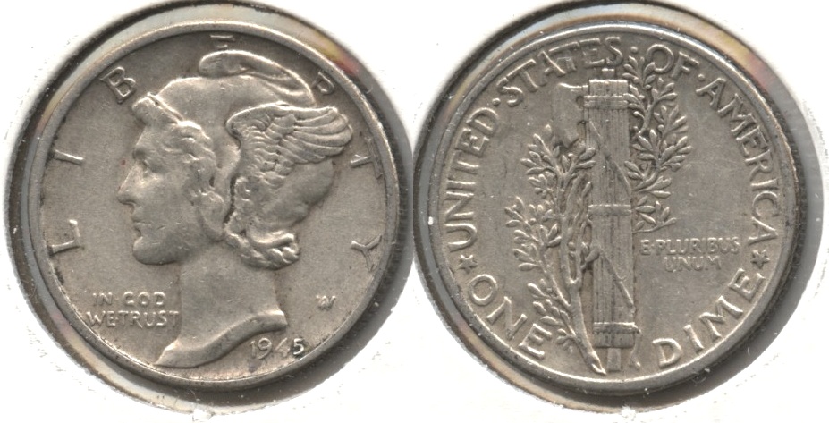 1945 Mercury Dime VF-30