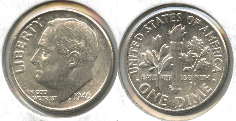 1946-D Roosevelt Dime AU-55