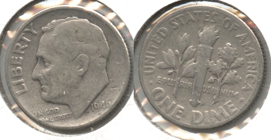 1946 Roosevelt Dime Fine-12 #a
