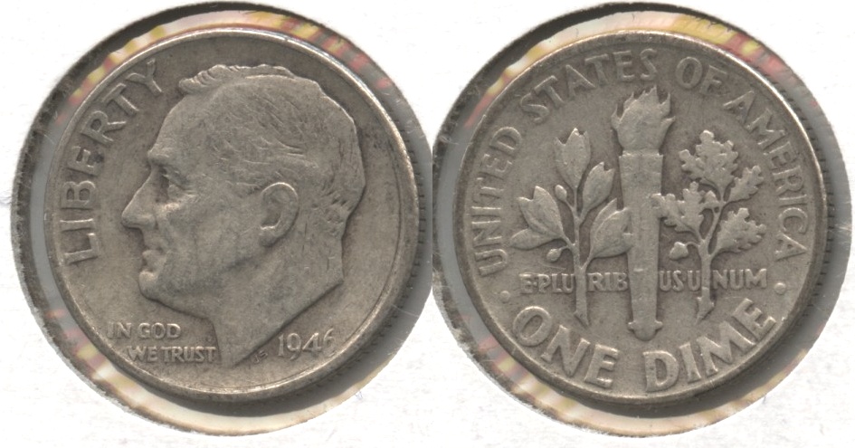 1946 Roosevelt Dime Fine-12 #b